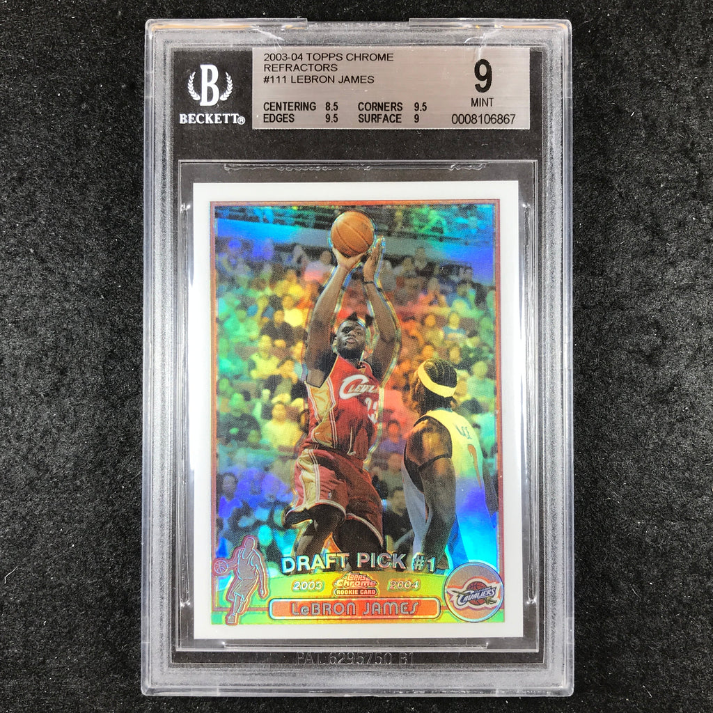 2003-04 Topps Chrome LEBRON JAMES Rookie Refractor #111 BGS 9 (867