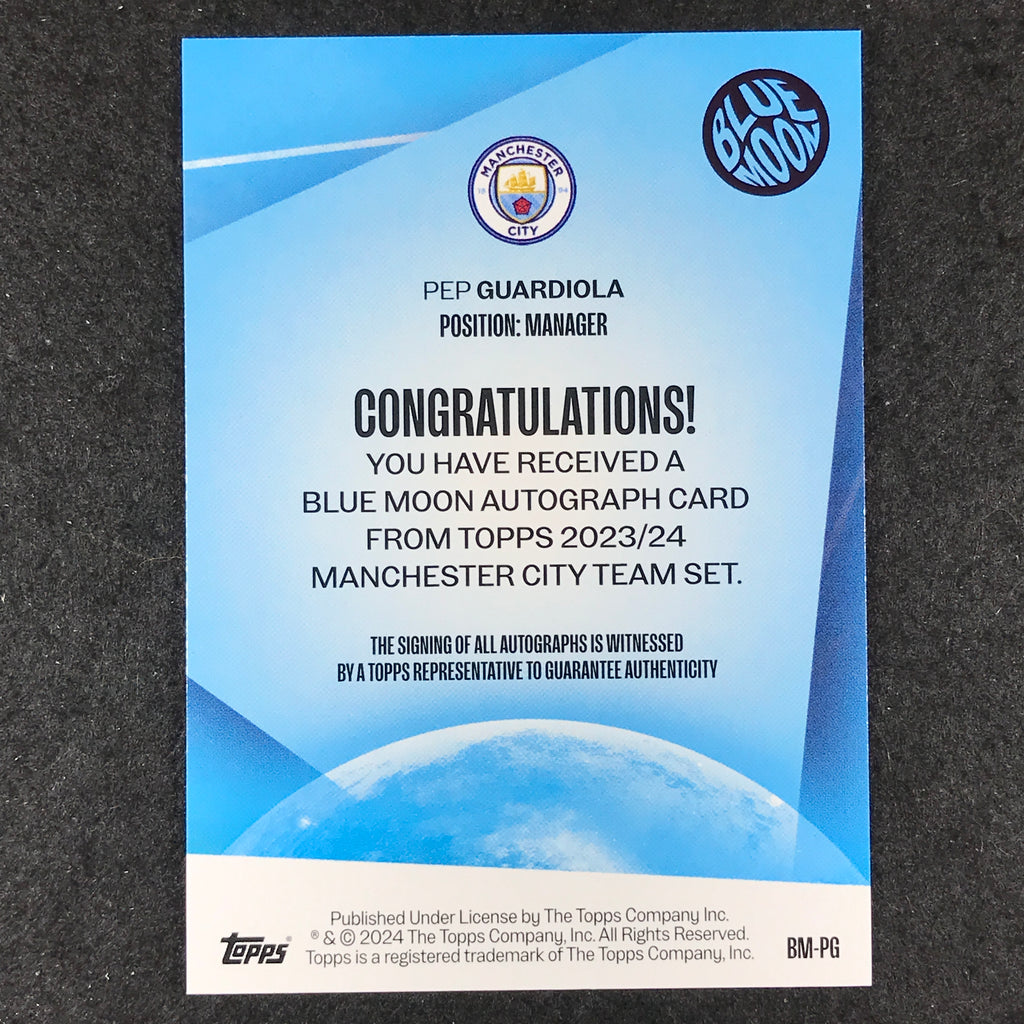 Carte Pep Guardiola Manchester City Topps Now Blue /10 - 2024 - Notée MGC 10