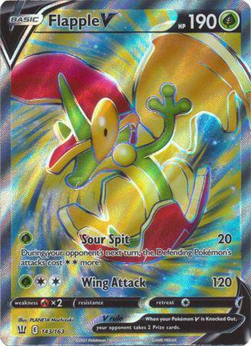 flapple v pokemon card price FULL ART - 143/163 - Ultra Rare Pokemon Card Pikachu EX Serial:98175124 Country:outside US the Defending Pokemons attacks