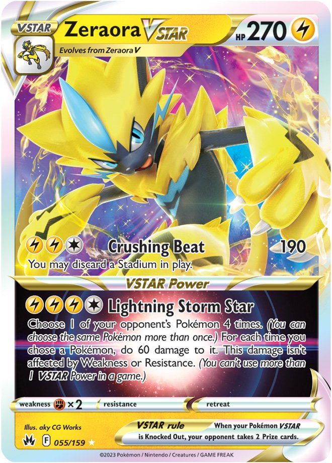 Zeraora VSTAR 055 159 Ultra Rare Crown Zenith Cherry Collectables zeraora-vstar-055-159-ultra-rare-crown-zenith-cherry-collectables