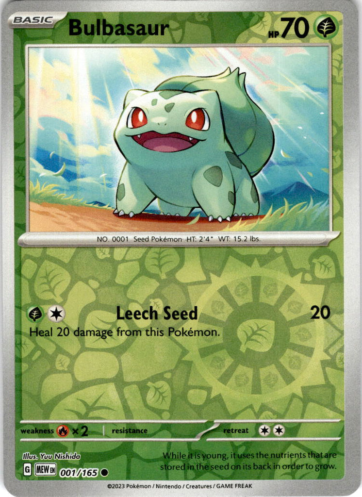 Bulbasaur 001/165 Reverse Holo Scarlet And Violet 151 Cherry