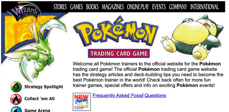 The Original 1999 Pokemon Website Is Still Up!