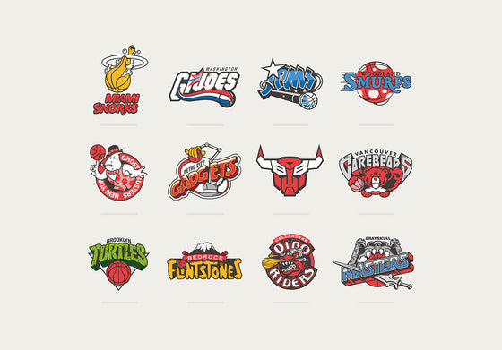 Awesome Retro NBA and 80s Cartoon Logo Mashups from Vanilla Lab
