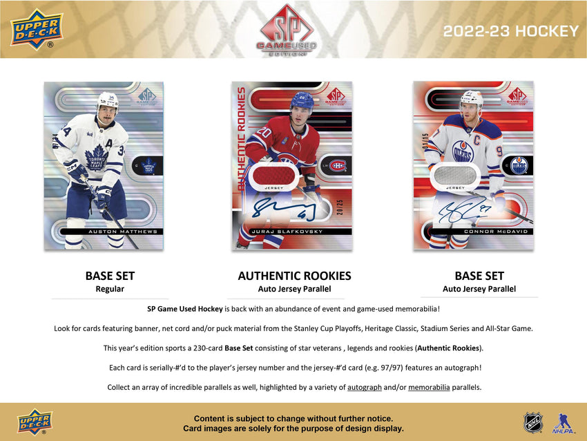 2022-23 Upper Deck Sp Game Used Hockey Hobby Box