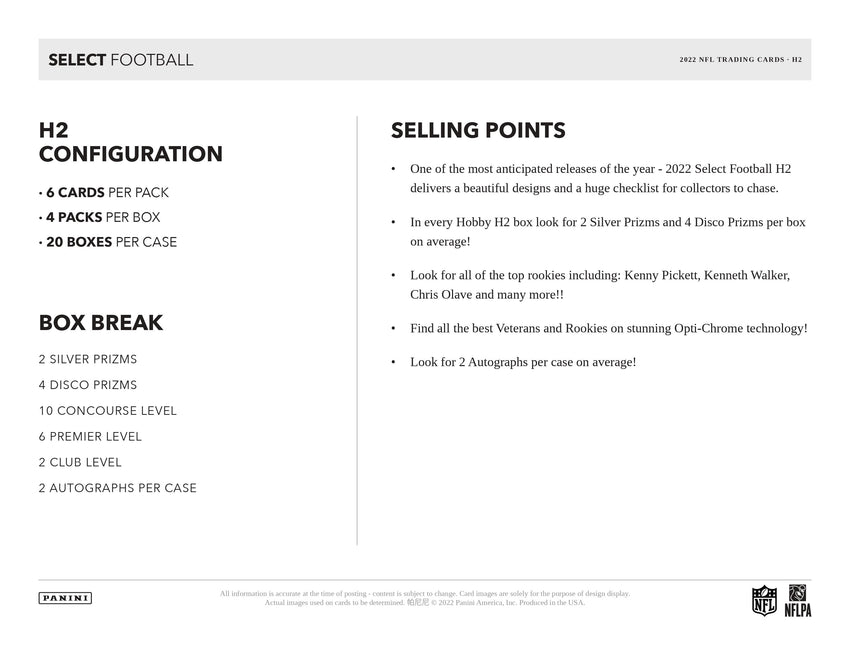 2022 Panini Select Football H2 Box