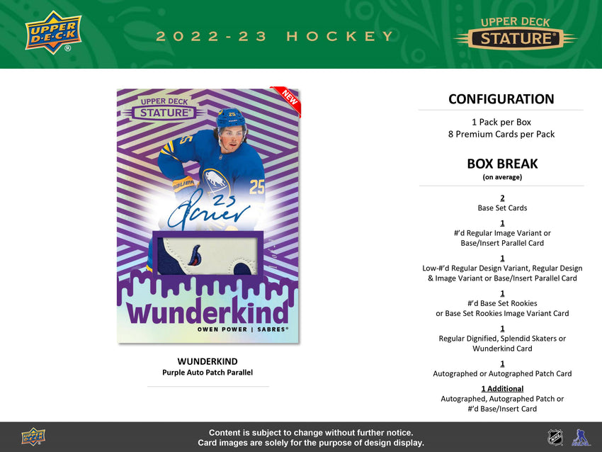 2022-23 Upper Deck Stature Hockey Hobby Box