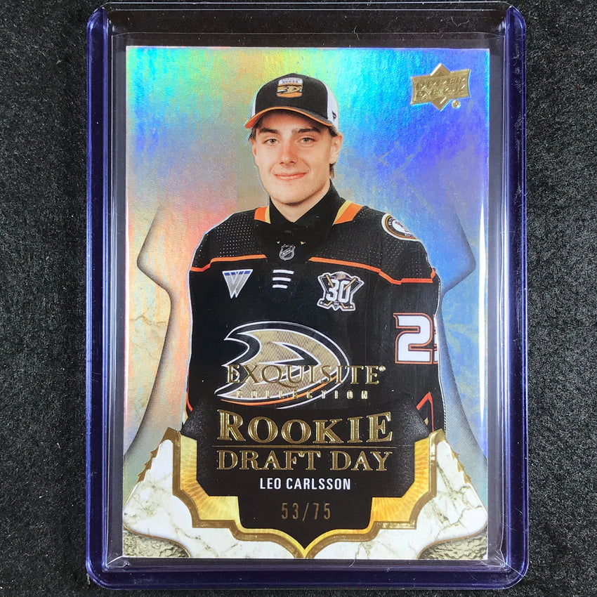 2023-24 Black Diamond NHL LEO CARLSSON Exquisite Rookie Draft Day Gold 53/75