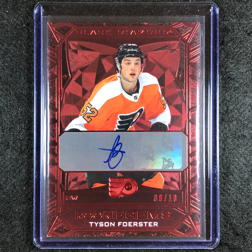 2023-24 Black Diamond NHL TYSON FOERSTER Rookie Gem Signatures Auto Red 8/10