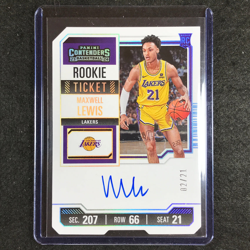 2023-24 Contenders MAXWELL LEWIS Rookie Ticket Stub Auto 2/21