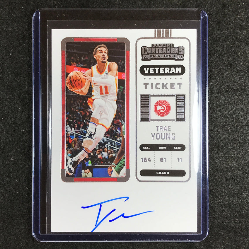2023-24 Contenders TRAE YOUNG 2022-23 Update Veteran Ticket Auto #TAH