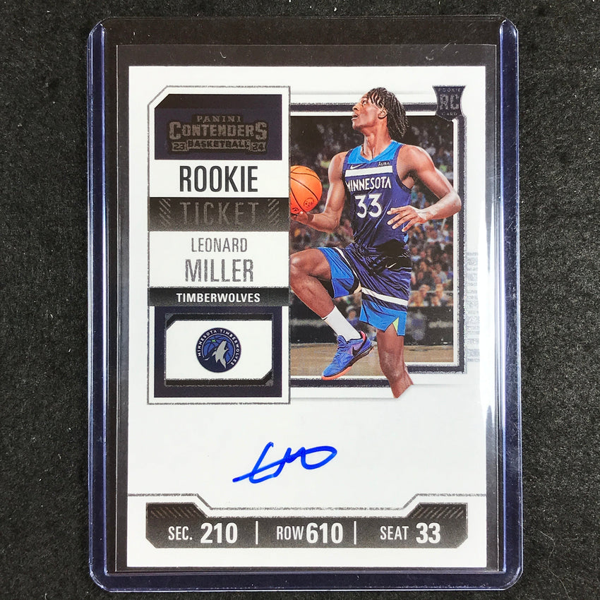 2023-24 Contenders LEONARD MILLER Rookie Ticket Auto Base #124