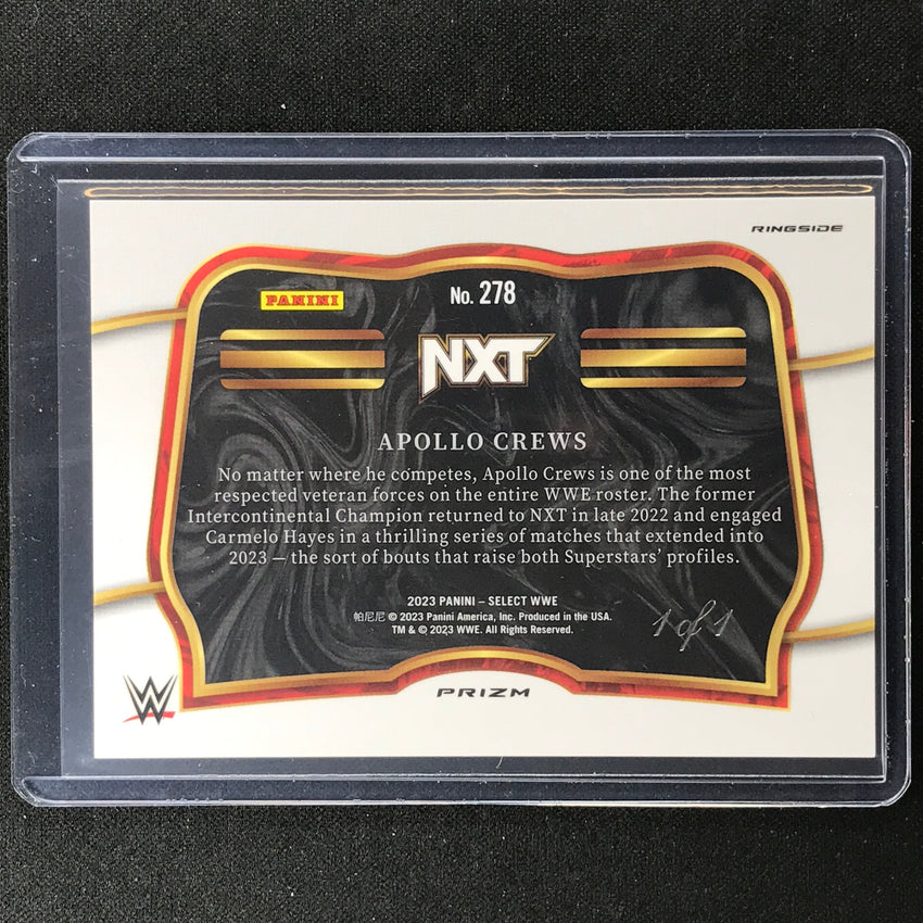 2023 Select Wwe Apollo Crews Ringside Black Prizm 1/1
