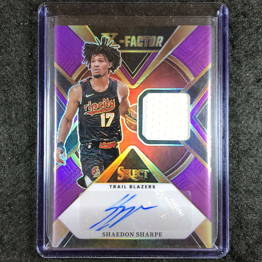 2023-24 Select SHAEDON SHARPE X-Factor Memorabilia Jersey Auto Purple 36/99