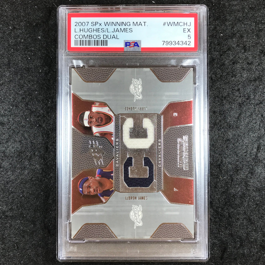 2007 SPx Winning Materials HUGHES LEBRON JAMES Combos Dual #WMCHJ PSA 5 (342)