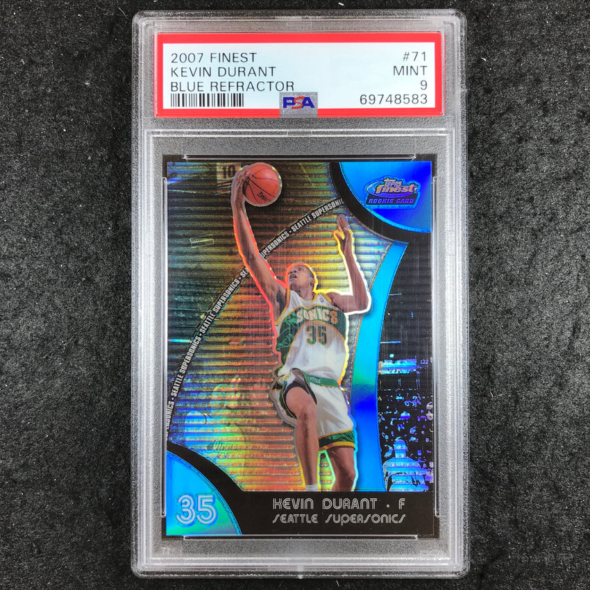 2007 Finest KEVIN DURANT Rookie Blue Refractor 53/199 #71 PSA 9 (583)