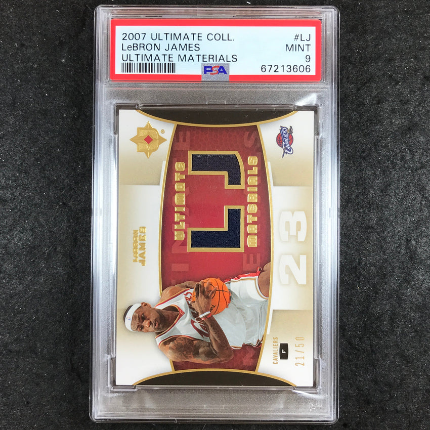 2007 Ultimate Collecion LEBRON JAMES Ultimate Materials 21/50 #LJ PSA 9 (606)