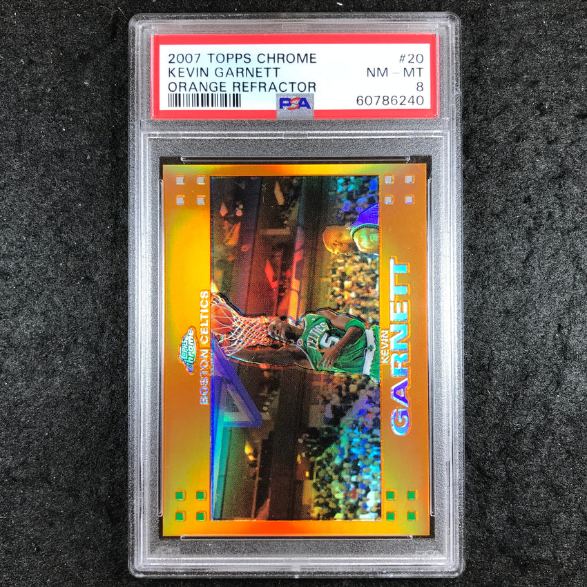 2007 Topps Chrome KEVIN GARNETT Orange Refractor 128/199 #20 PSA 8 (240)
