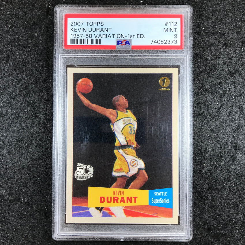 2007 Topps KEVIN DURANT Rookie 1957-58 Variation 1st Ed 62/199 #112 PSA 9 (373)