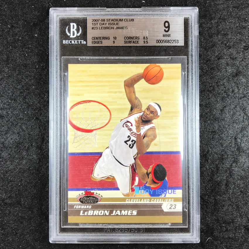 2007-08 Stadium Club LEBRON JAMES 1st Day Issue 1163/1999 #23 BGS 9 (253)