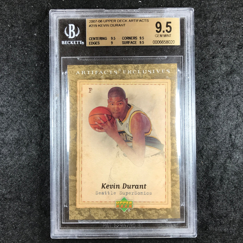 2007-08 Upper Deck Artifacts KEVIN DURANT Rookie Exclusives #219 BGS 9.5 (020)