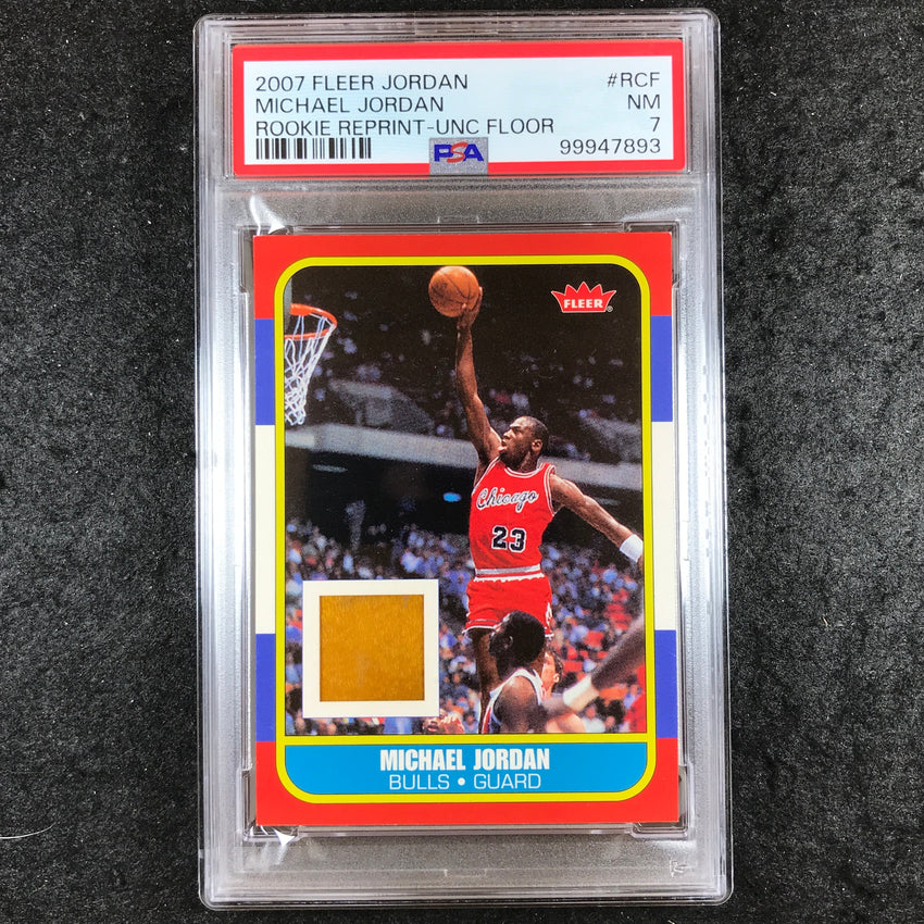 2007 Fleer Jordan MICHAEL JORDAN Rookie Reprint UNC Floor #RCF PSA 7 (893)