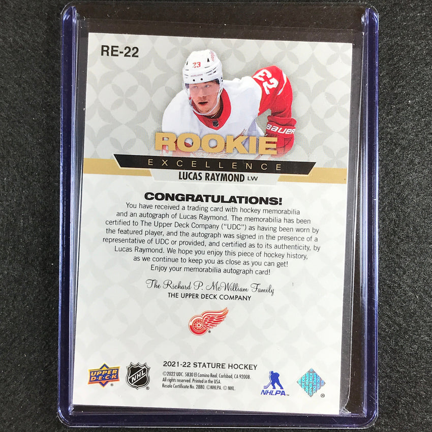 2021-22 Stature Nhl Lucas Raymond Rookie Excellence Auto Patch Base 4/10