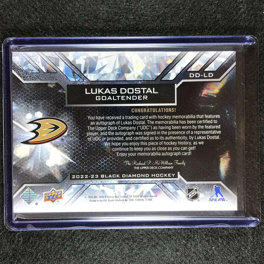 2022-23 Black Diamond Nhl Lukas Dostal Diamond Debut Relic Patch Auto Gold 31/49