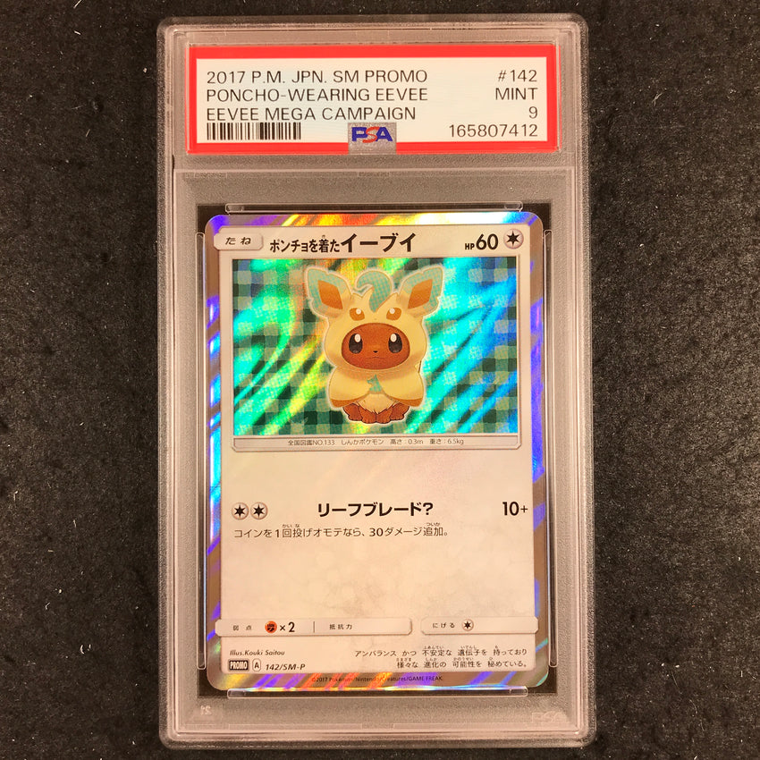 JAPANESE PSA 9 Poncho-Wearing Eevee - 142/SM-P - Promo Eevee Mega Campaign 412-Cherry Collectables