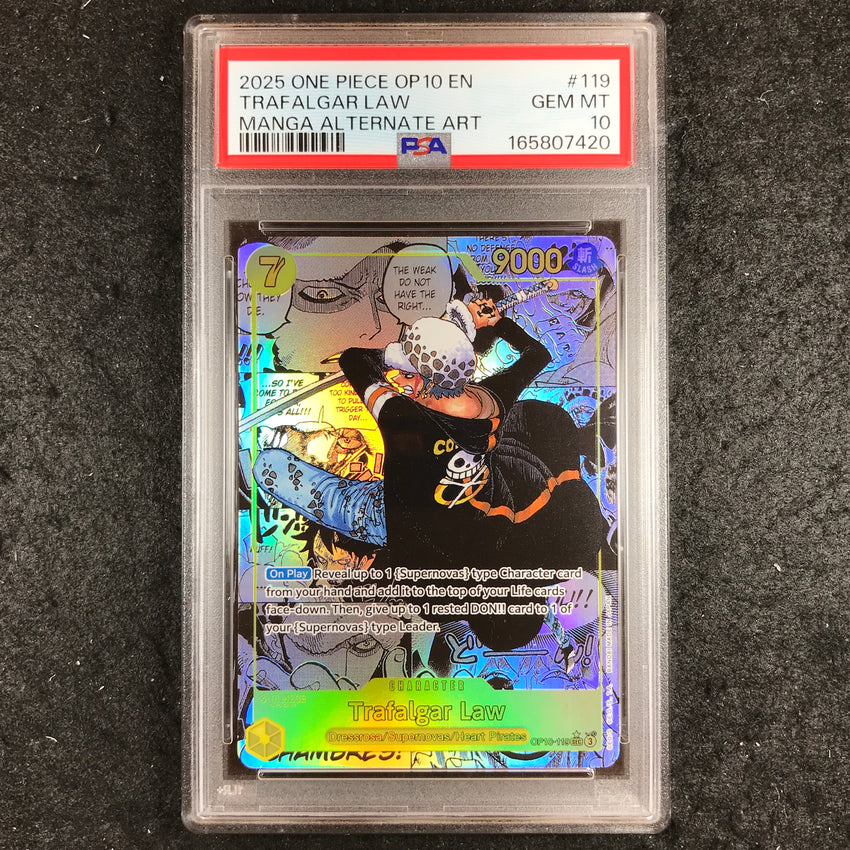 PSA 10 Trafalgar Law - OP10-119 - MANGA One Piece Royal Blood Alternate Art 420-Cherry Collectables