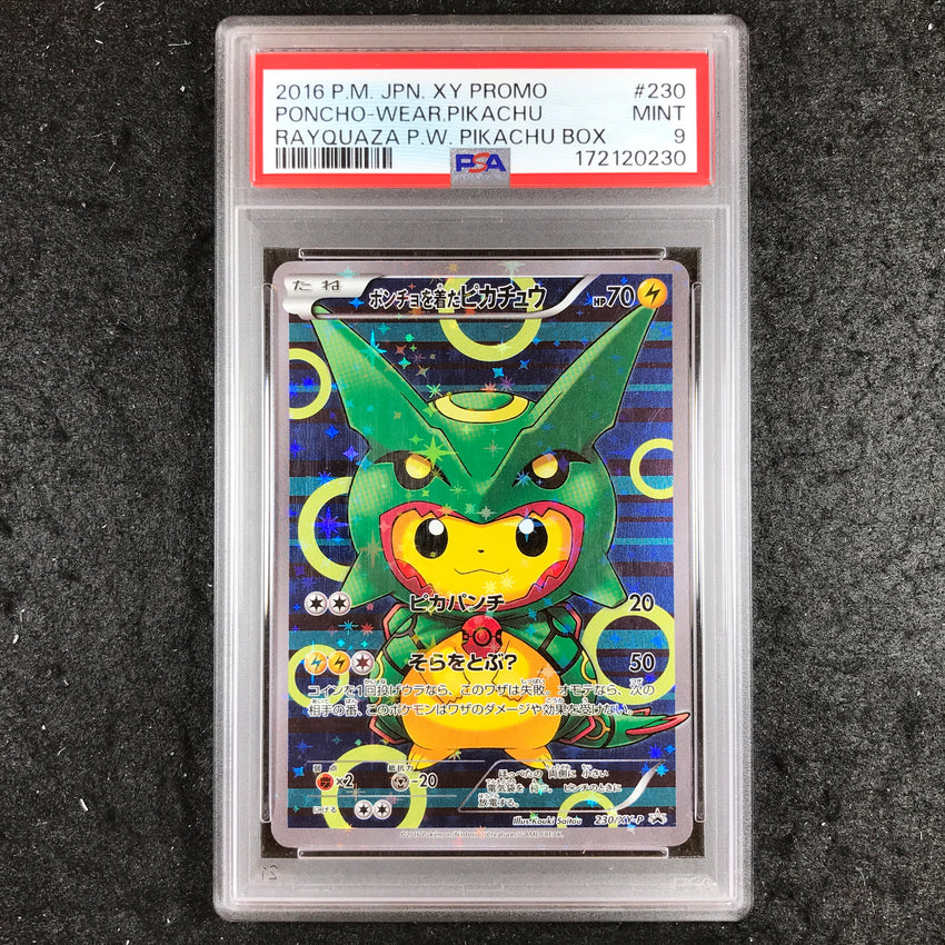 JAPANESE PSA 9 Poncho-Wearing Pikachu - 230/XY-P - XY Promo Rayquaza Center 230-Cherry Collectables