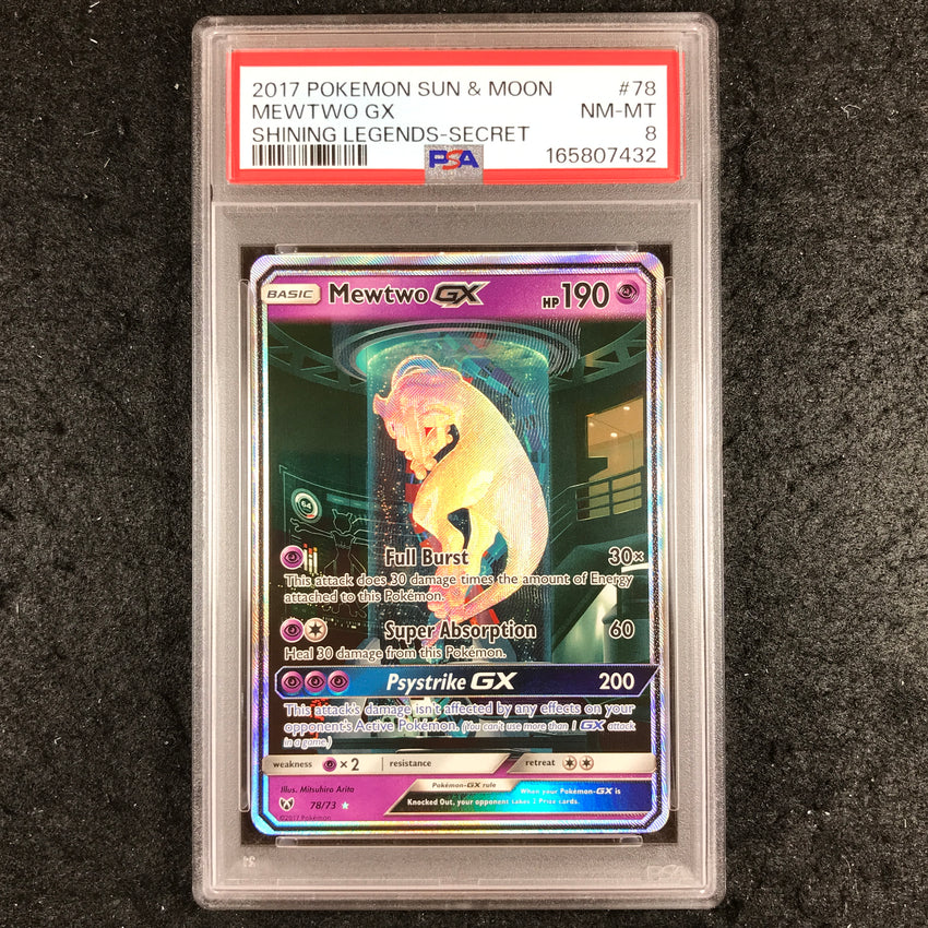 PSA 8 Mewtwo GX - 78/73 - Pokemon Sun & Moon Shining Legends Alternate Art 432-Cherry Collectables