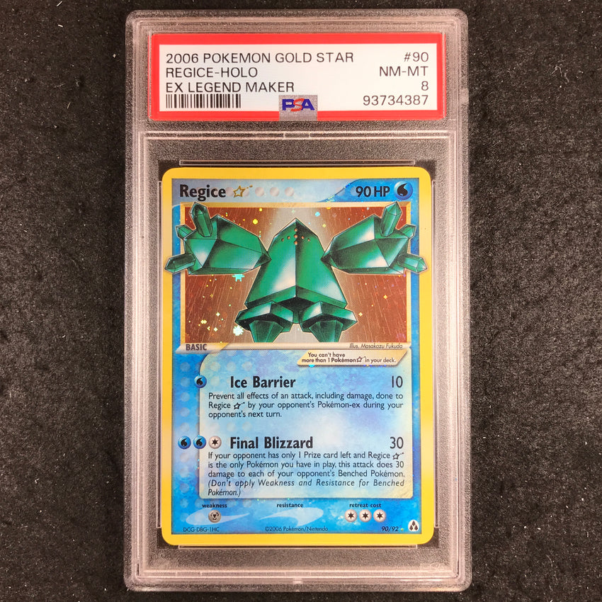 PSA 8 Regice Gold Star - 90/92 - Pokemon EX Legend Maker Holo 387-Cherry Collectables