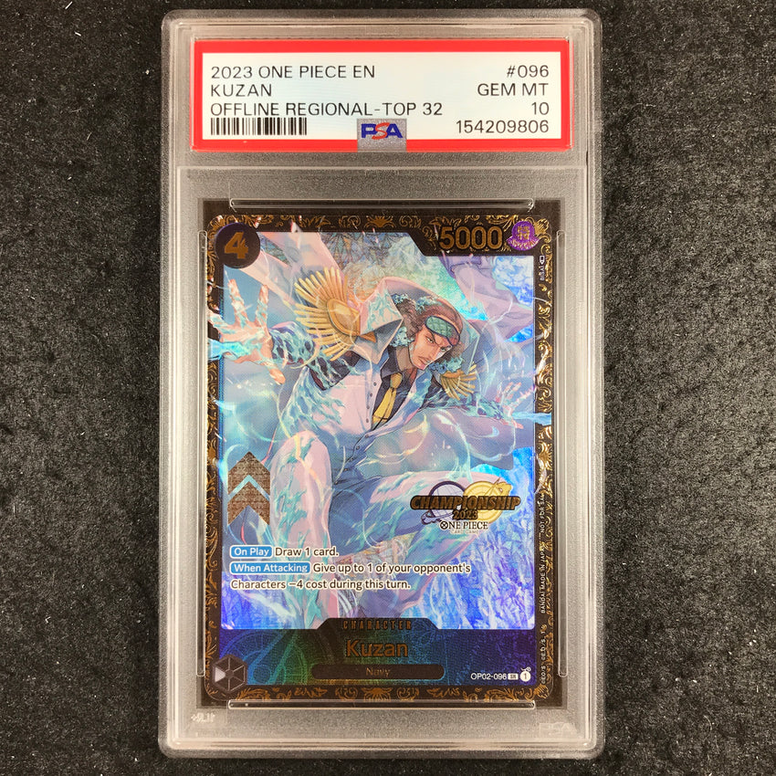 PSA 10 Kuzan - OP02-096 - One Piece Promo 2023 Offline Regional Top 32 806-Cherry Collectables