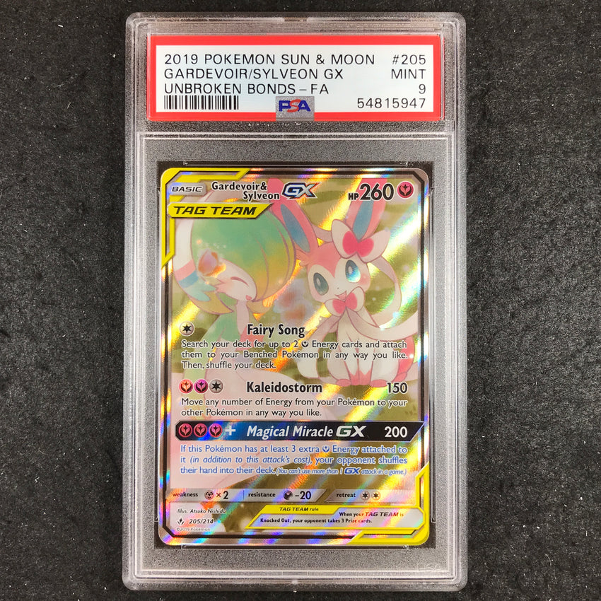 PSA 9 Gardevoir & Sylveon GX - 205/214 - Pokemon Sun & Moon Unbroken Bonds 947-Cherry Collectables