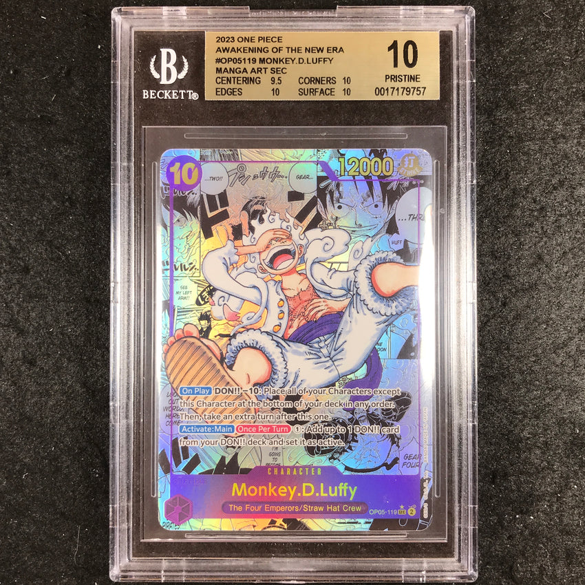 BGS 10 Monkey.D.Luffy OP05-119 SEC One Piece Manga Awakening of the New Era 757-Cherry Collectables
