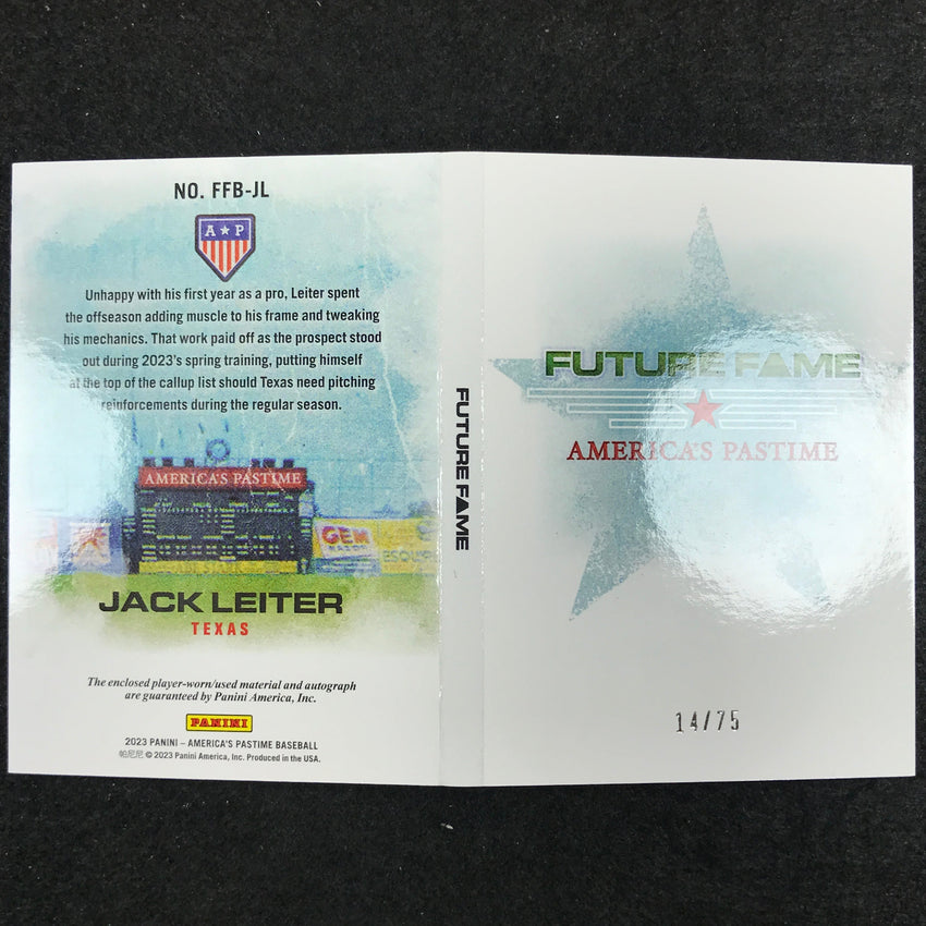 2023 National Treasures Jack Leiter Americas Pastime Future Fame Booklet 14/75
