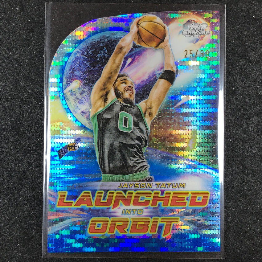 2023-24 Topps Cosmic Chrome JAYSON TATUM Launched Into Orbit Blue Moon 25/99 #11