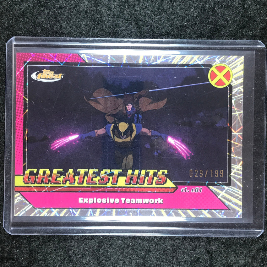 2025 Topps Finest X-Men '97 EXPLOSIVE TEAMWORK Greatest Hits Laser 29/199 #3