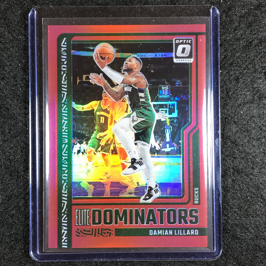 2023-24 Donruss Optic DAMIAN LILLARD Elite Dominators Red 12/99