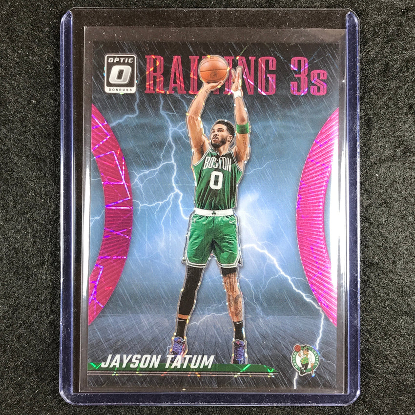 2023-24 Donruss Optic JAYSON TATUM Raining 3s Pink Velocity 19/79