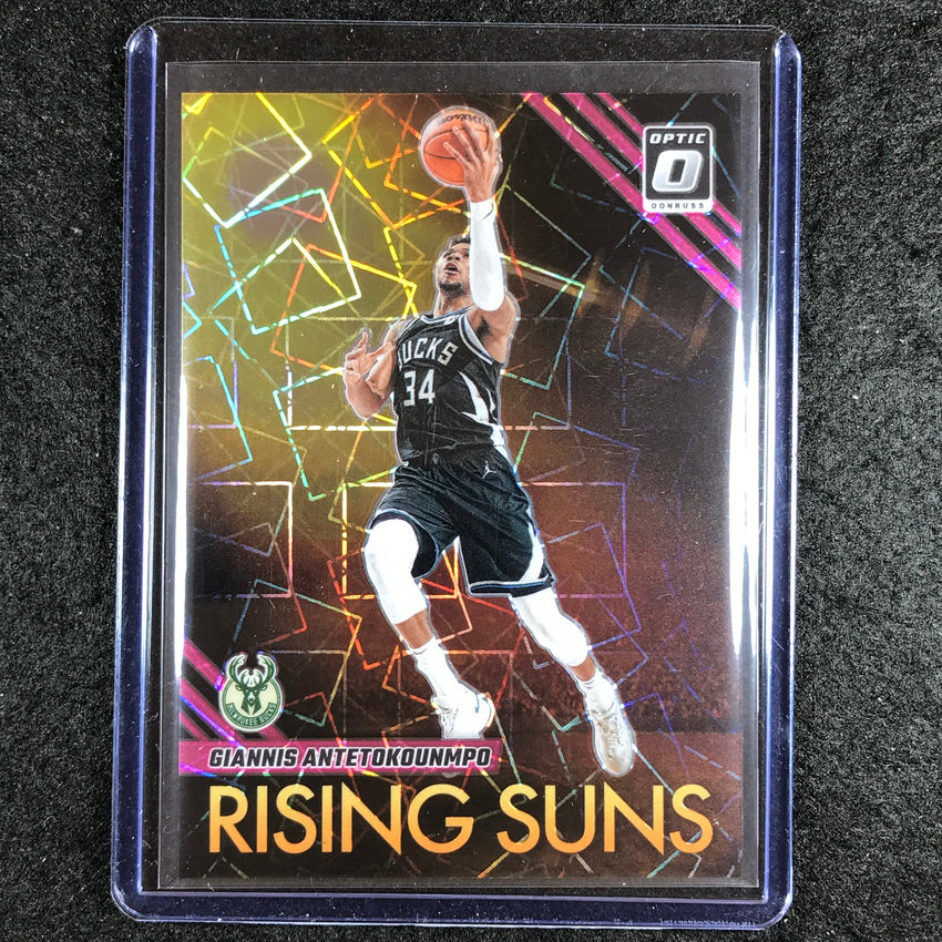 2023-24 Donruss Optic GIANNIS ANTETOKOUNMPO Rising Suns Pink Velocity 39/79