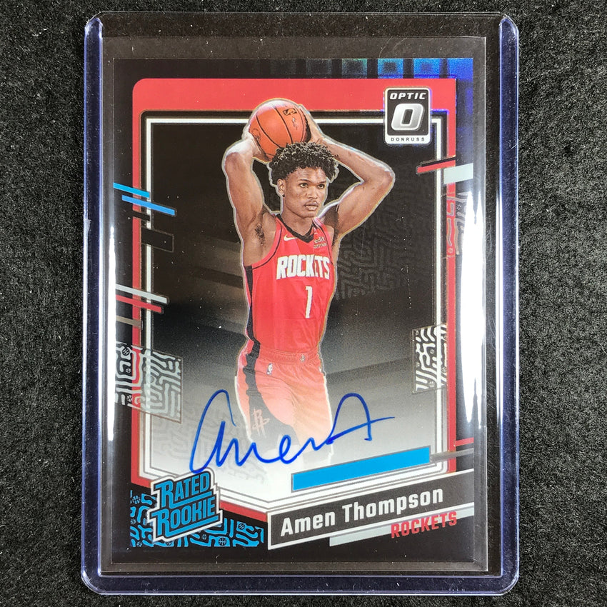 2023-24 Donruss Optic AMEN THOMPSON Rated Rookie Auto Black Pandora 9/25