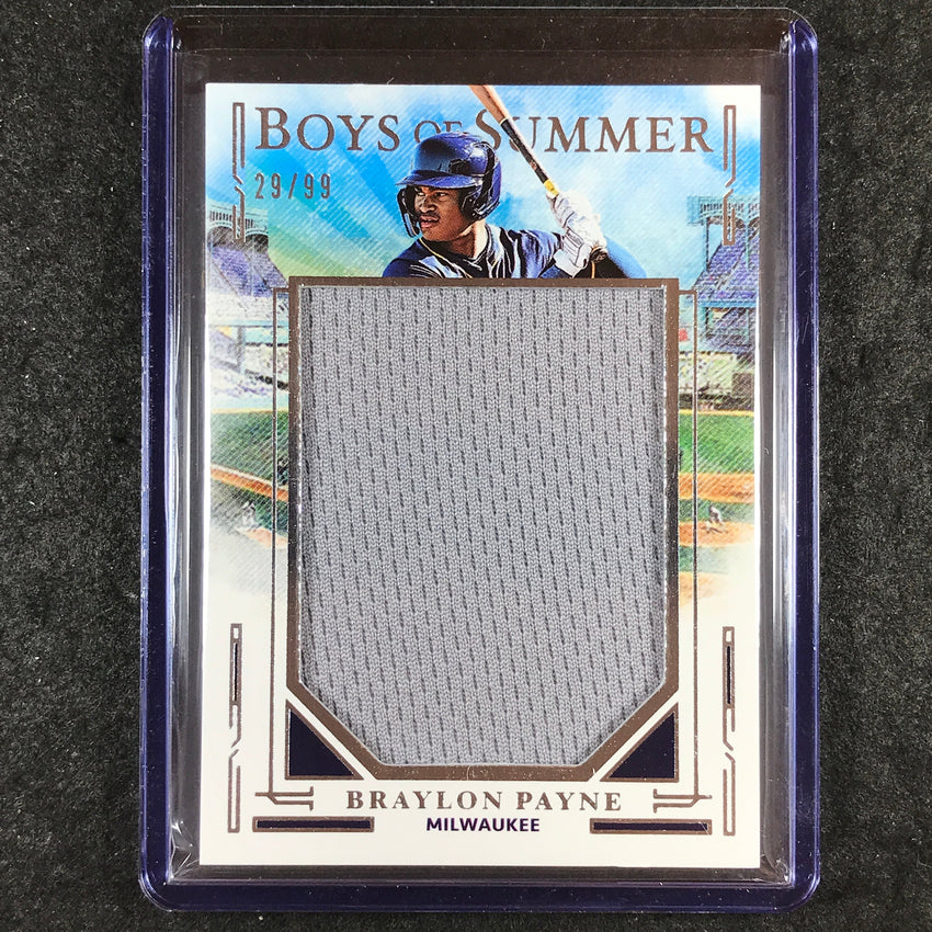 2025 Boys of Summer BRAYLON PAYNE Jumbo Prospect Materials Jersey Relic 29/99