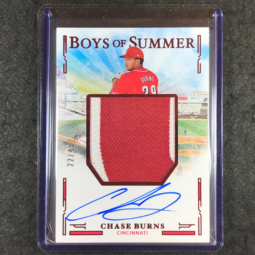 2025 Boys of Summer CHASE BURNS Jumbo Material Signatures Patch Auto Red 22/49