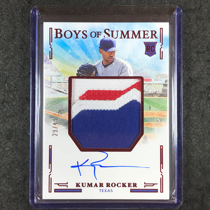 2025 Boys of Summer KUMAR ROCKER Jumbo Material Rookie Patch Auto Red 29/49