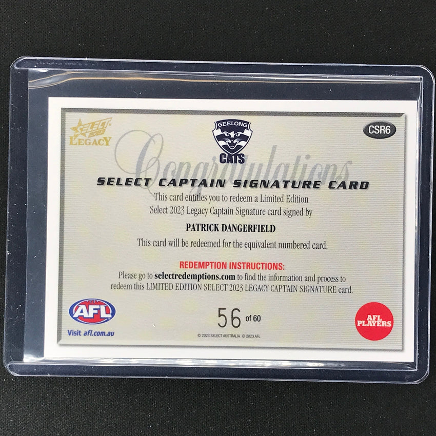 2023 Legacy Afl Geelong Patrick Dangerfield Captain Signature Redemption 56/60