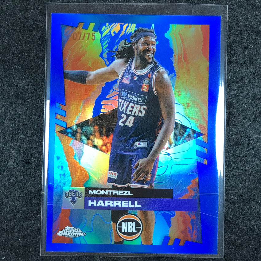 2024-25 Topps Chrome NBL MONTREZL HARRELL Base Blue 7/75 #9