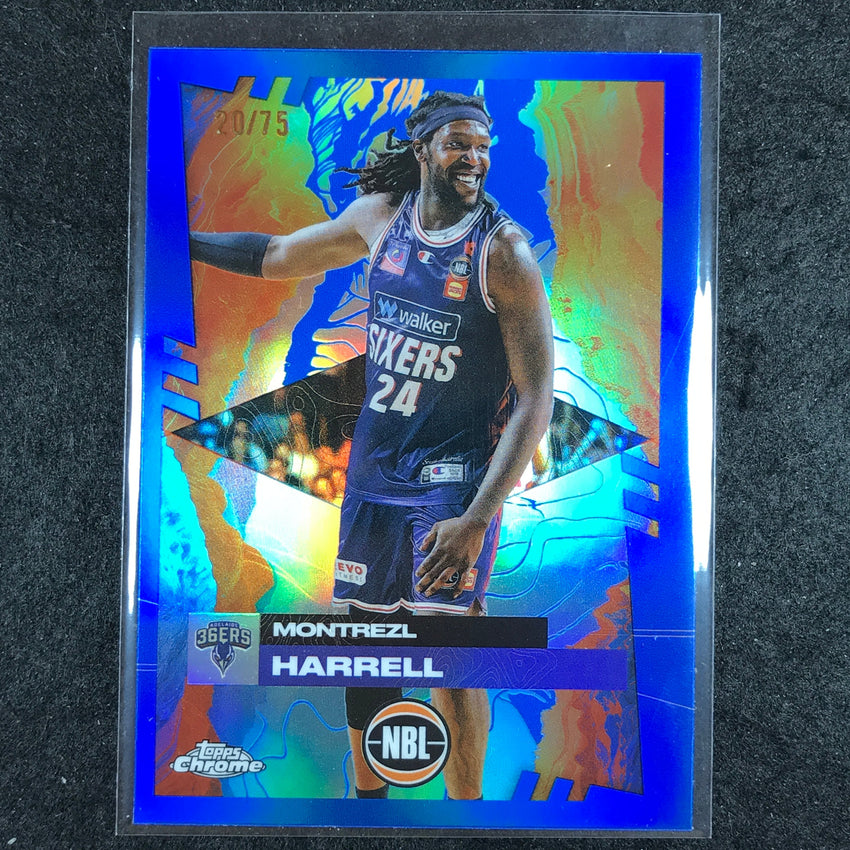 2024-25 Topps Chrome NBL MONTREZL HARRELL Base Blue 20/75 #9