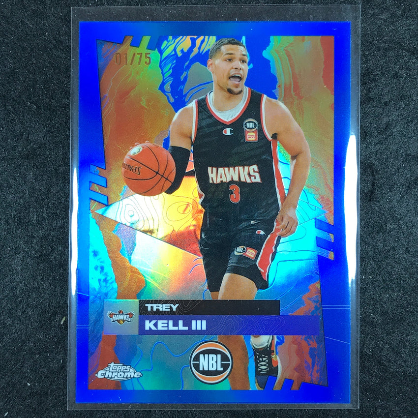 2024-25 Topps Chrome NBL TREY KELL III Base Blue 1/75 #37