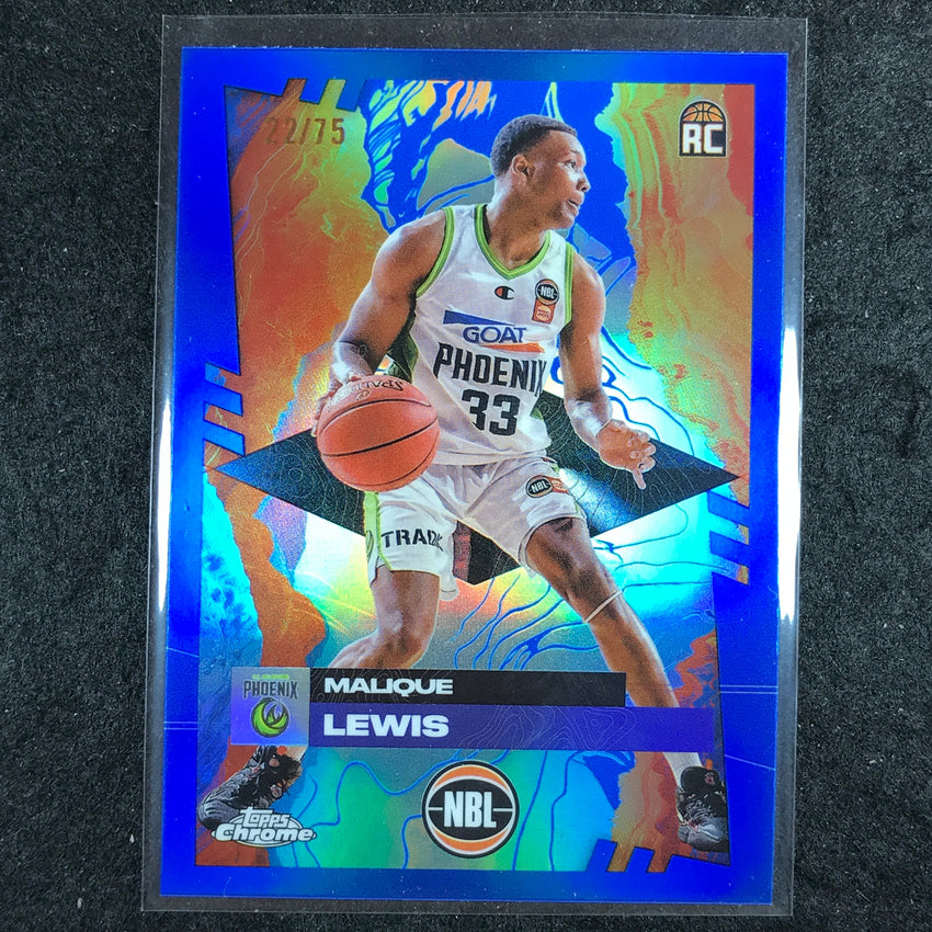2024-25 Topps Chrome NBL MALIQUE LEWIS Rookie Base Blue 22/75 #71